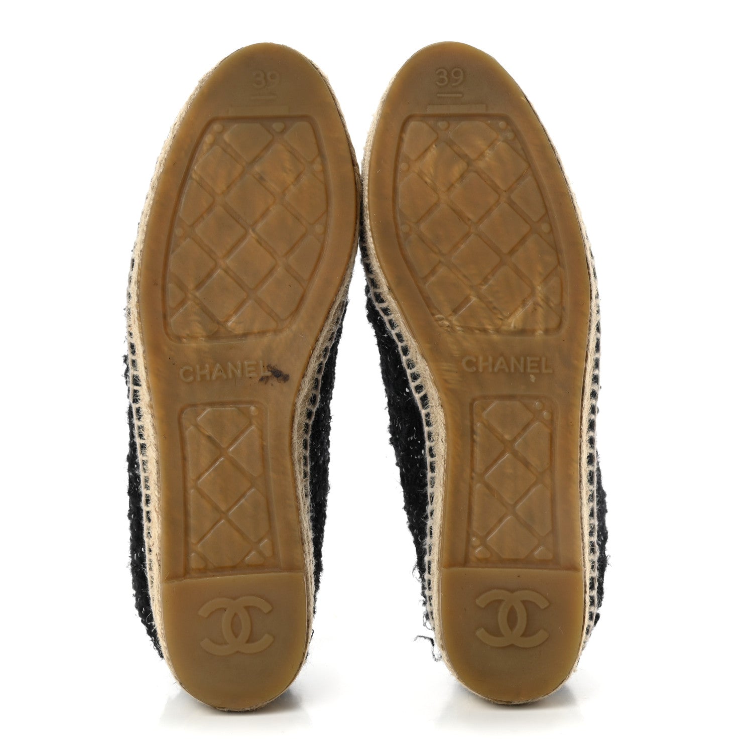 Chanel Metallic Lambskin Tweed CC Espadrilles 39 Black Silver 5 of 10
