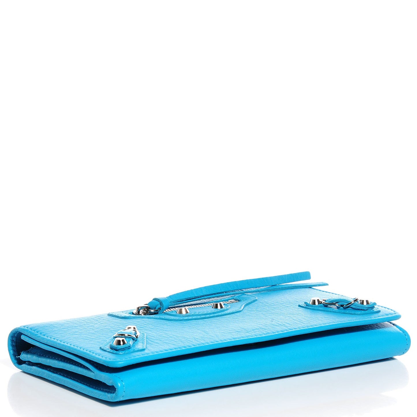 Supple Calfskin Papier Platre Money Wallet Bleu Caraibes
