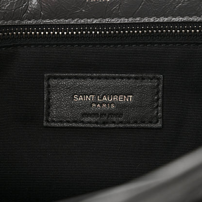 Saint Laurent Crinkled Calfskin Matelasse Monogram Medium Niki Chain Satchel Storm 7 of 11