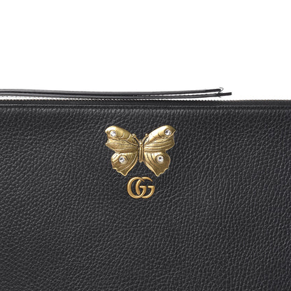 Gucci Pebbled Calfskin Butterfly Zip Pouch Black 8 of 9