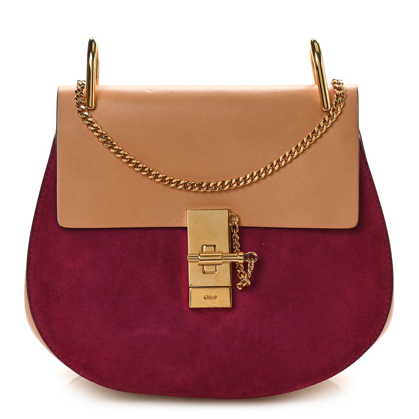 Suede Smooth Calfskin Drew Shoulder Bag Misty Beige