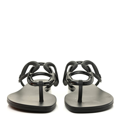 Hermes Rubber Womens Egerie Sandals 38 Black 2 of 10