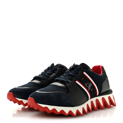 Christian Louboutin Calfskin Canvas Suede Olona Double Mens Nastroshark Sneakers 44 Navy 4 of 10