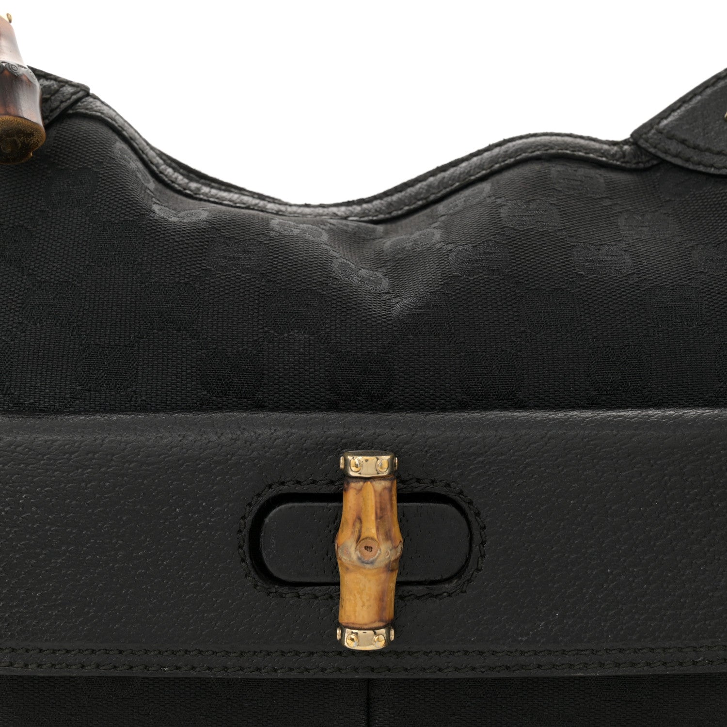Gucci Monogram Bamboo Medium Top Handle Bag Black 8 of 11