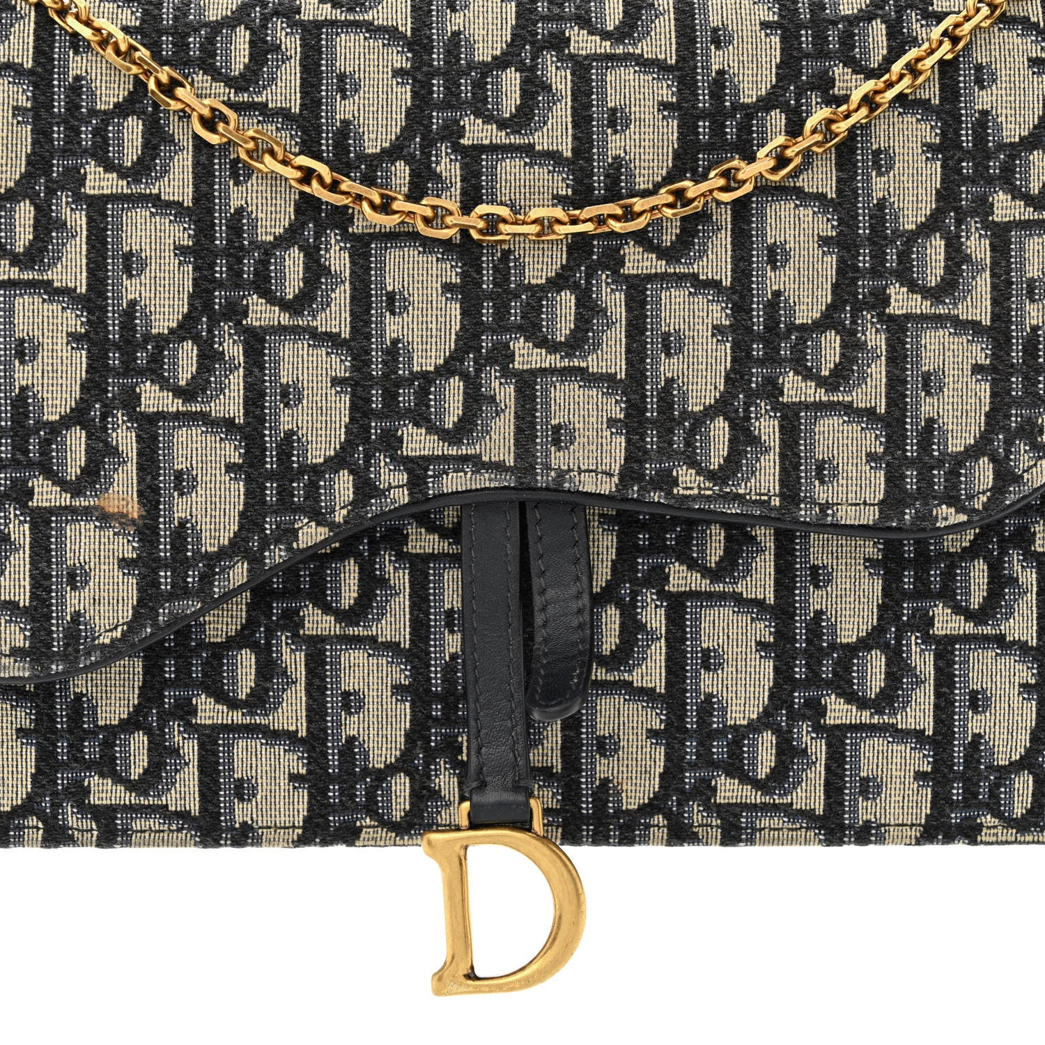 Christian Dior Oblique Saddle Chain Pouch Blue 8 of 17