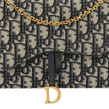 Christian Dior Oblique Saddle Chain Pouch Blue 8 of 17