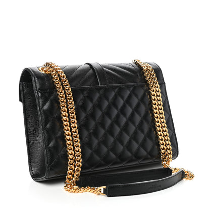 Saint Laurent Grain De Poudre Textured Mixed Matelasse Triquilt Medium Monogram Satchel Black 3 of 9