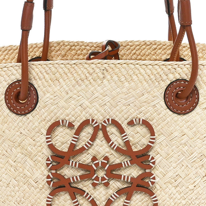 Loewe Calfskin Raffia Paulas Ibiza Small Anagram Basket Tote Bag Natural Tan 7 of 9