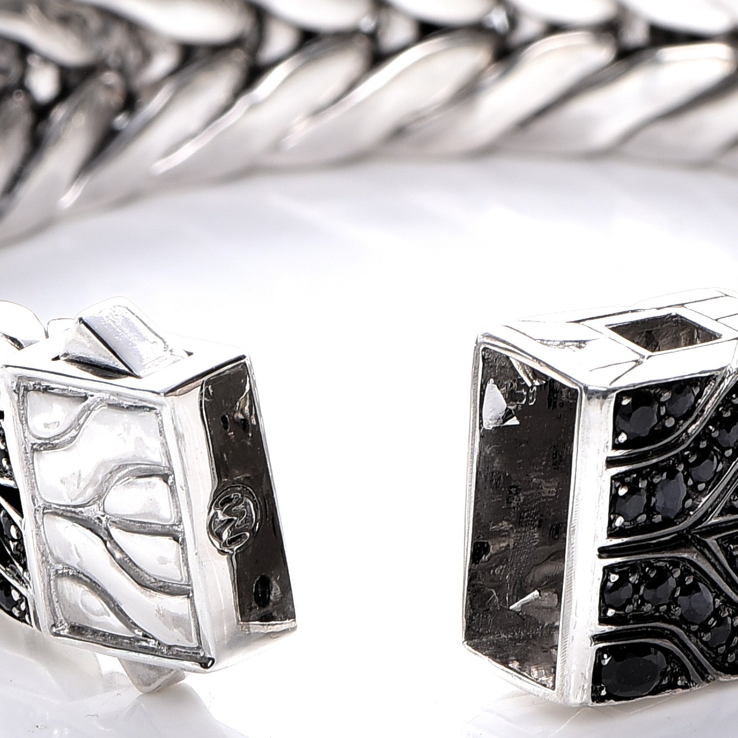 Mens Sterling Silver Black Sapphire Raja Bracelet M