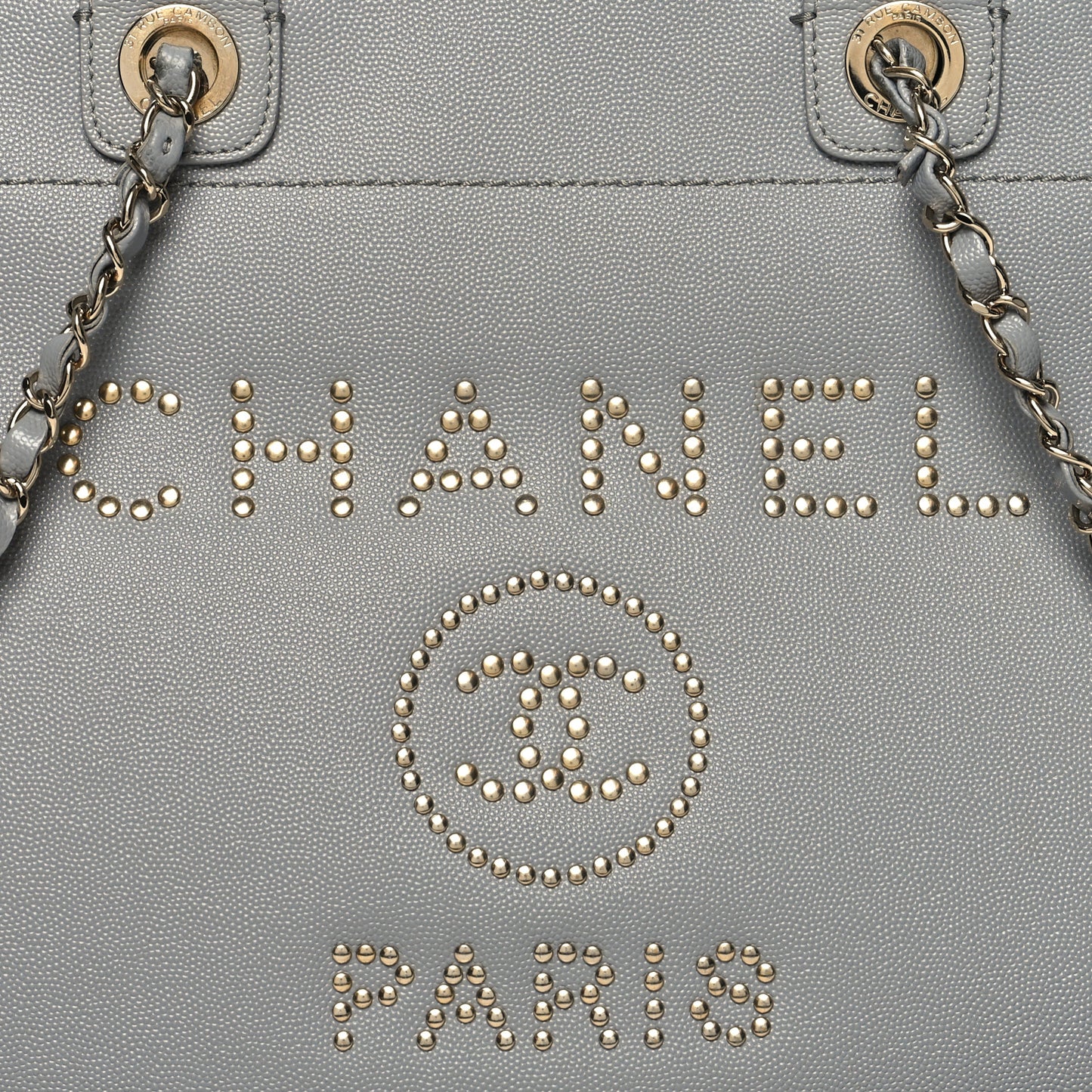 Caviar Studded Small Deauville Tote Grey