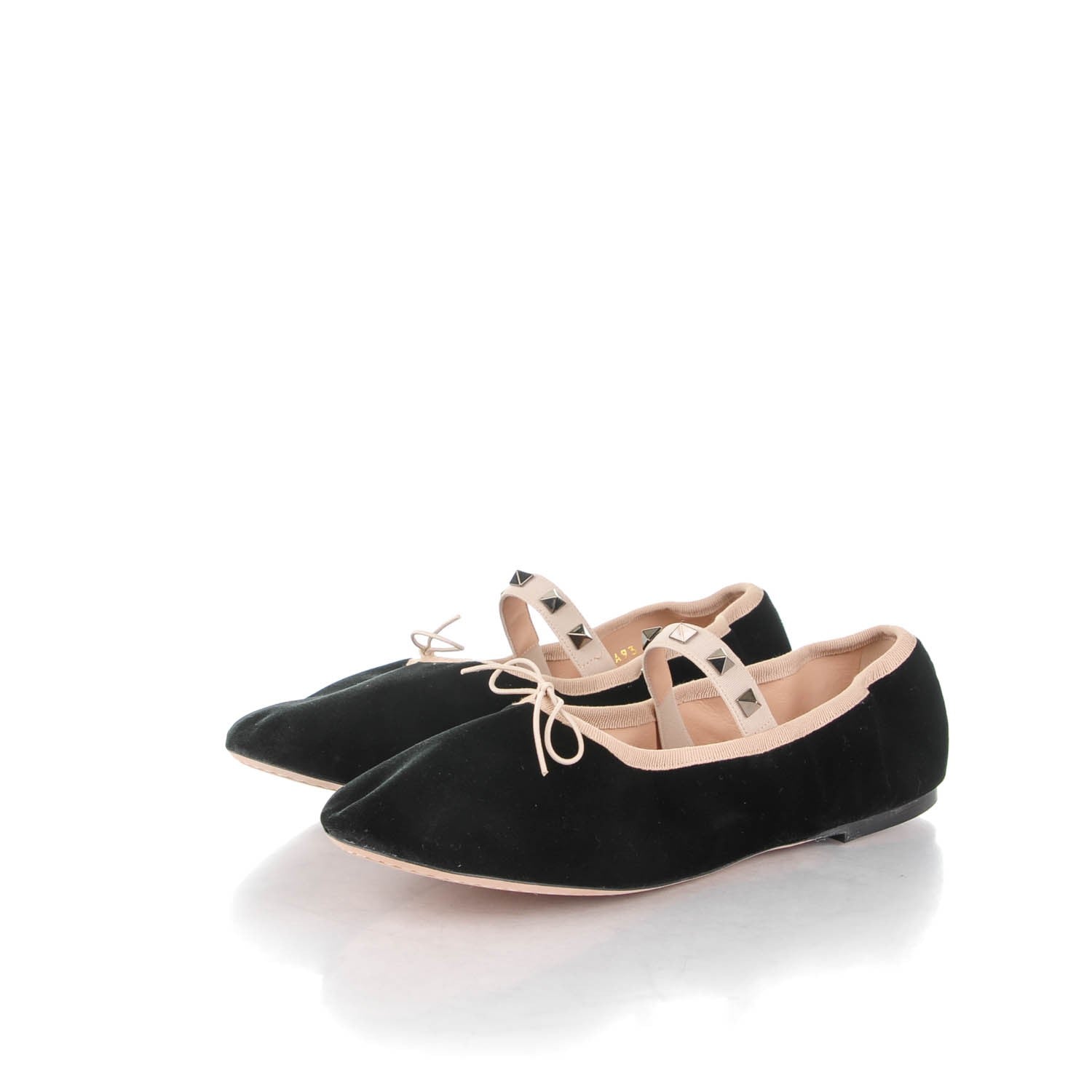 Valentino Garavani Velvet Rockstud Cross Strap Ballerina Flats 40 Black 3 of 7