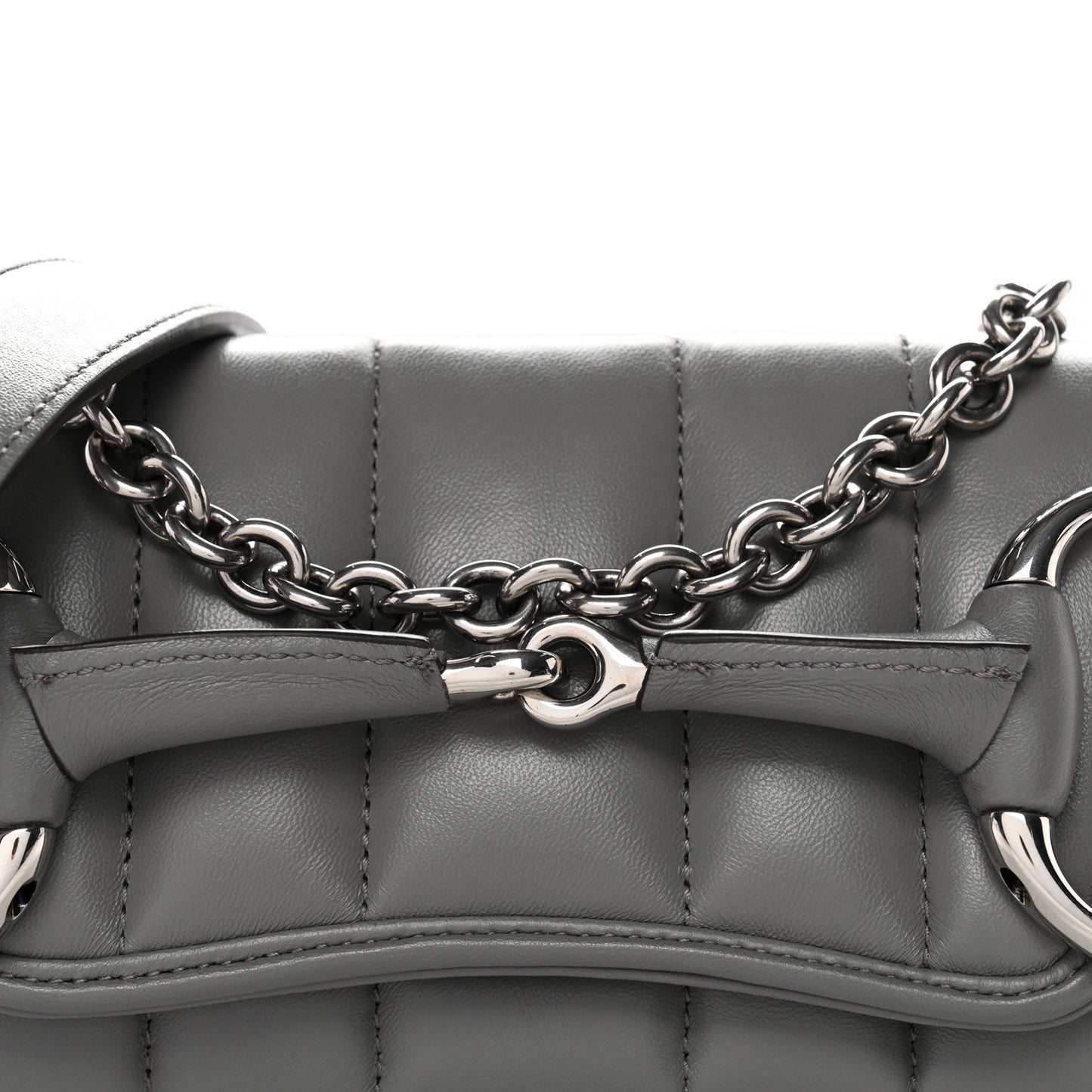 Nappa Vertical Matelasse Small Maxi Horsebit Chain Shoulder Bag Gray