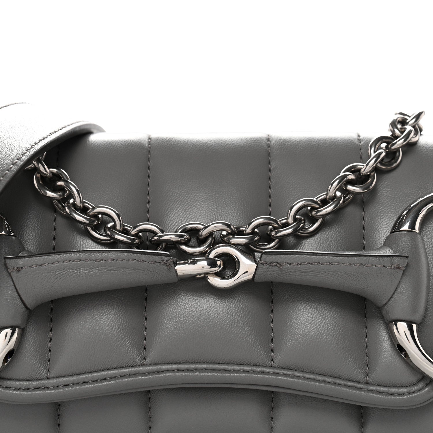 Gucci Nappa Vertical Matelasse Small Maxi Horsebit Chain Shoulder Bag Gray 8 of 10