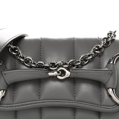 Gucci Nappa Vertical Matelasse Small Maxi Horsebit Chain Shoulder Bag Gray 8 of 10