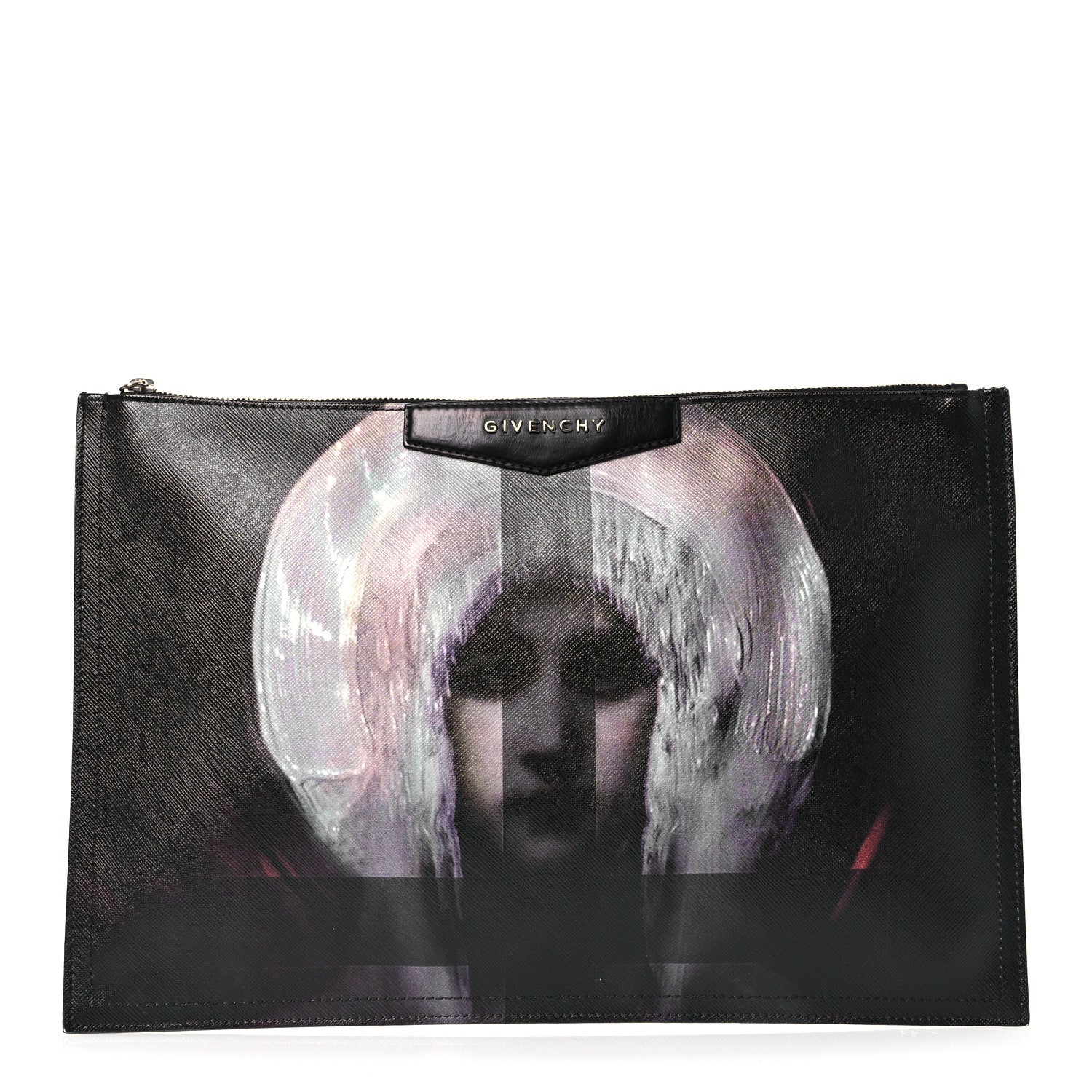 Givenchy Textured Coated Canvas Madonna Print Large Cosmetic Pouch Black 1 of 11
