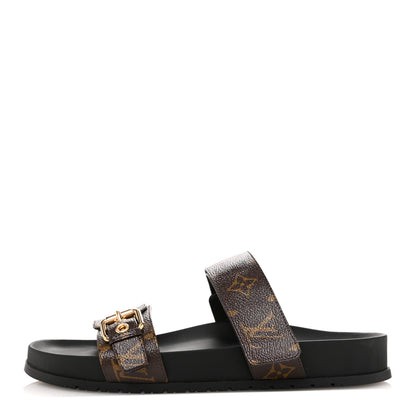 Louis Vuitton Monogram Bom Dia Mule Sandals 39.5 Black 1 of 10