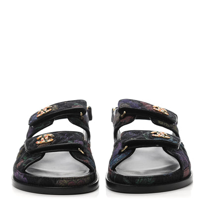 Chanel Denim Quilted Dad Sandals 38.5 Black Multicolor 2 of 4