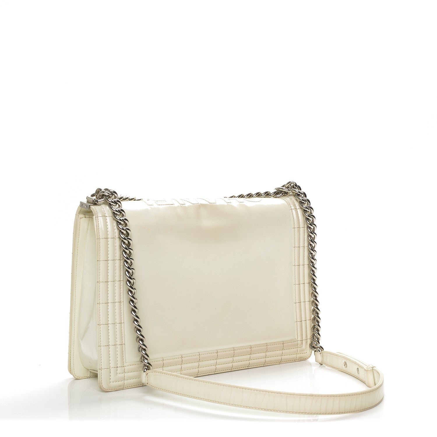 Chanel Glazed Calfskin Large Boy Flap White 3 of 7