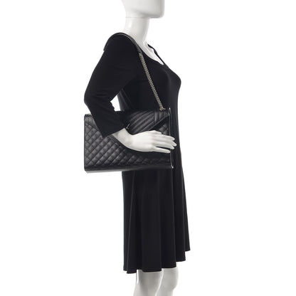 Saint Laurent Grain De Poudre Textured Mixed Matelasse Large Triquilt Monogram Satchel Black 2 of 7