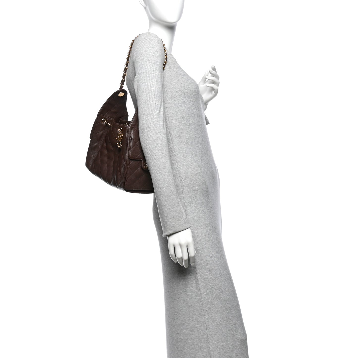 Caviar Quilted Small Chanel 25 Handbag Dark Brown