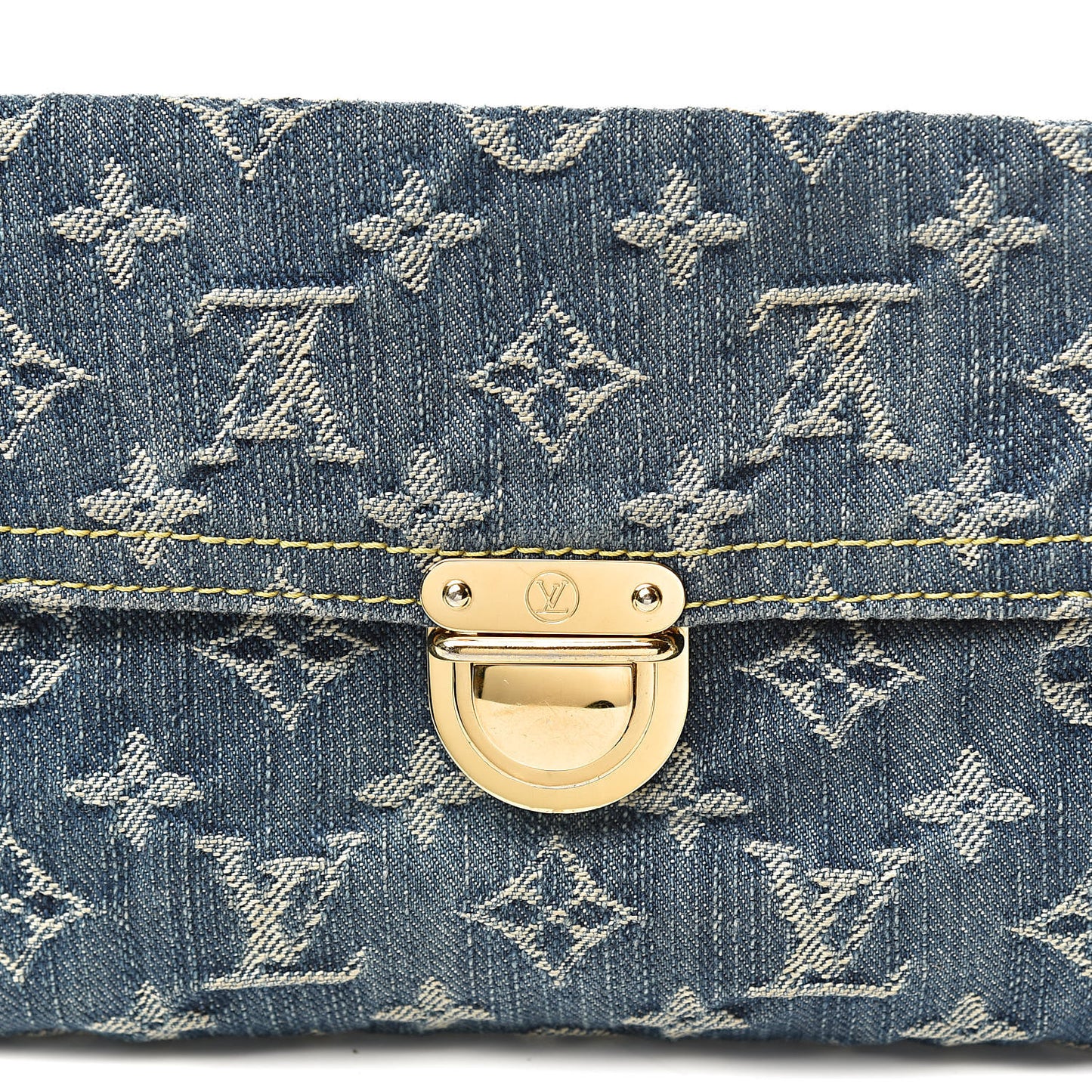 Monogram Denim Pochette Plat Clutch Blue