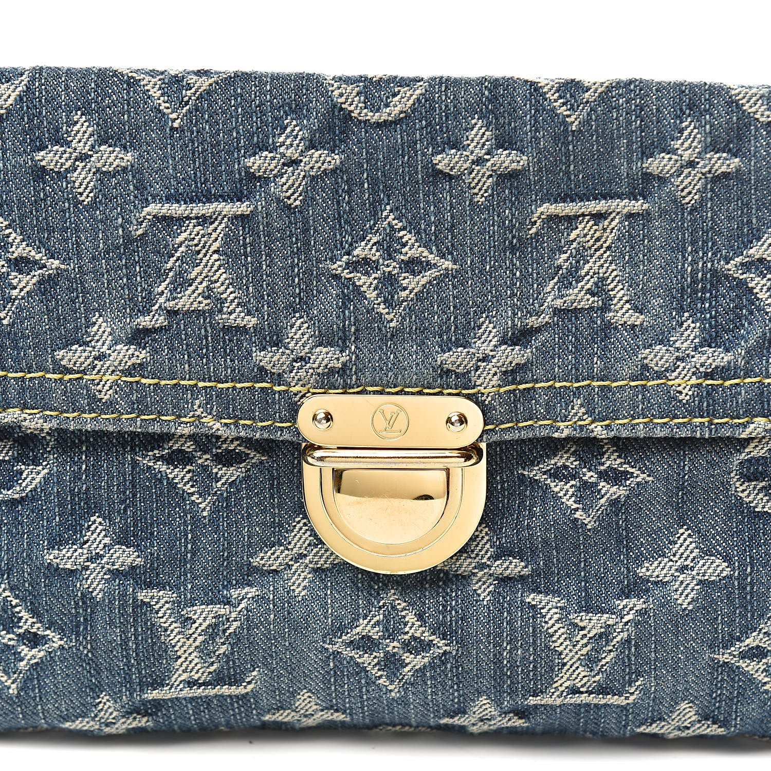 Louis Vuitton Monogram Denim Pochette Plat Clutch Blue 9 of 11