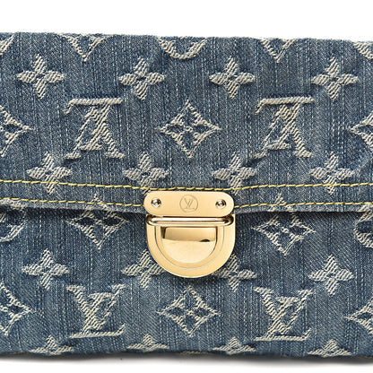 Louis Vuitton Monogram Denim Pochette Plat Clutch Blue 9 of 11