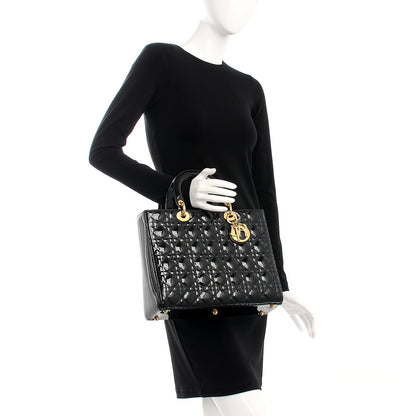 Christian Dior Patent Cannage Large Lady Dior Black 3 of 8