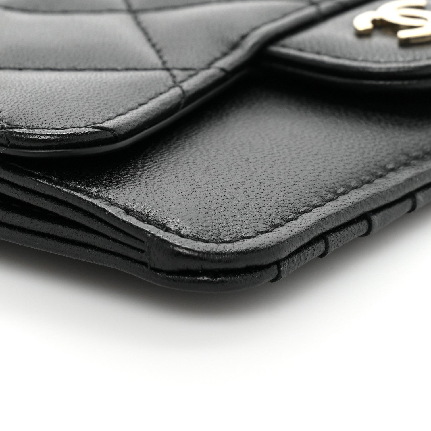 Chanel Lambskin Quilted Flap Zip Card Holder Black 10 of 11