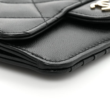 Chanel Lambskin Quilted Flap Zip Card Holder Black 10 of 11
