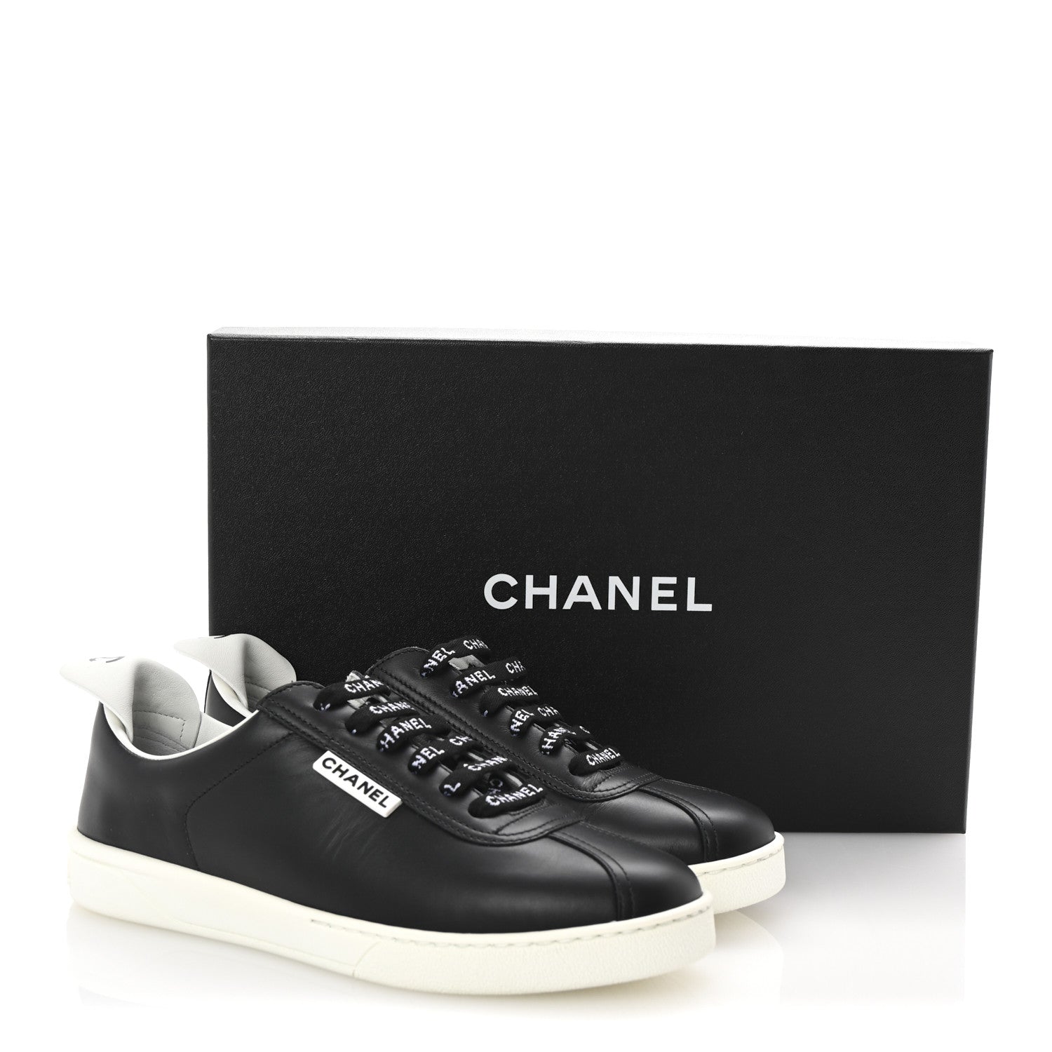 Chanel Calfskin CC Womens Sneakers 36.5 Black 10 of 10