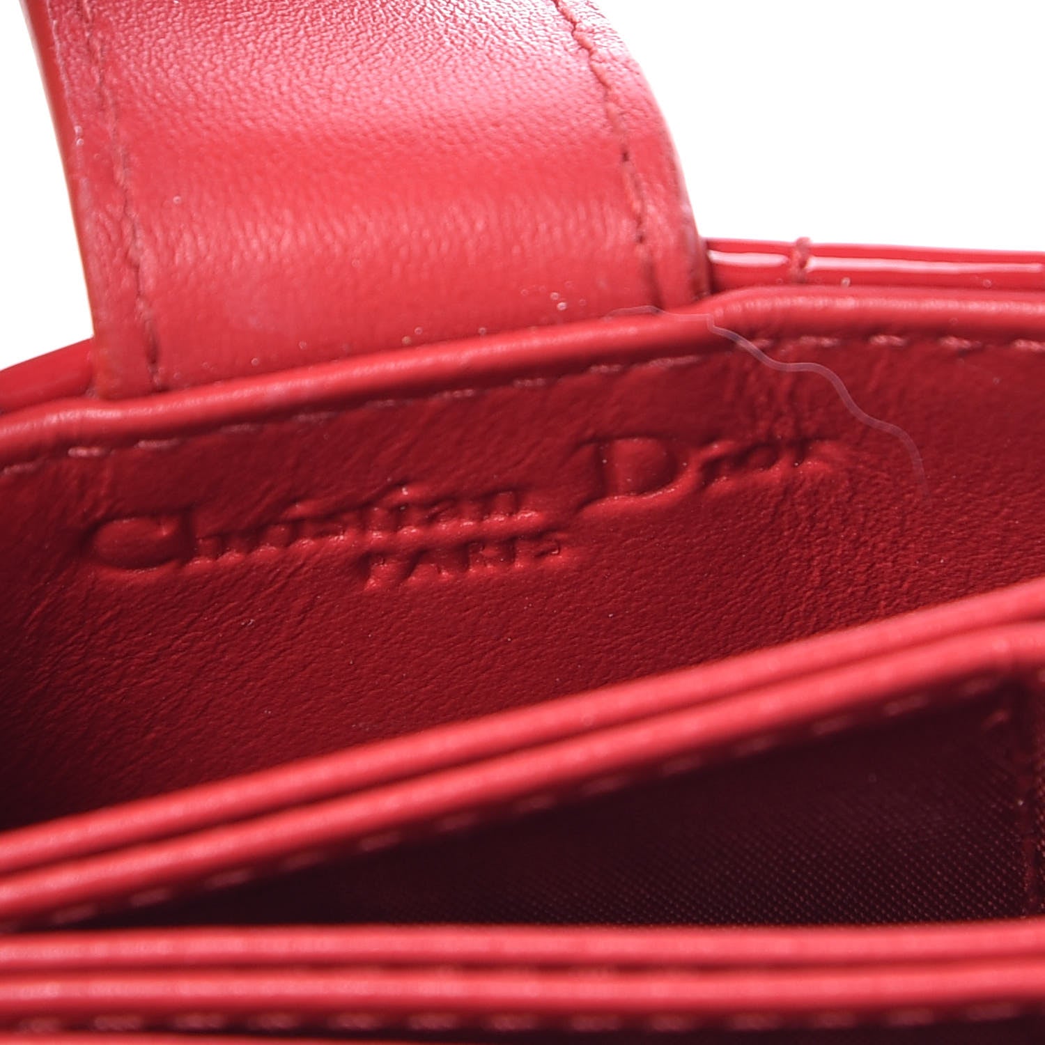 Christian Dior Patent Cannage Lady Dior 5-Gusset Card Holder Red 6 of 9