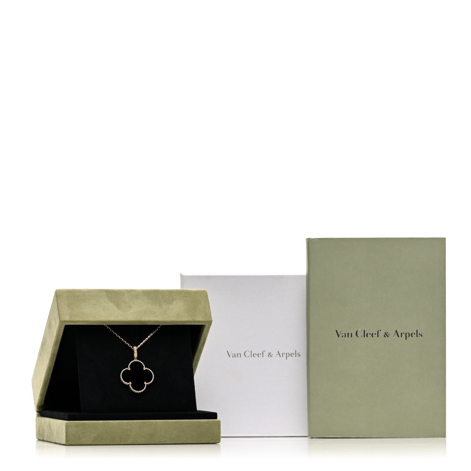 Van Cleef & Arpels 18K Yellow Gold Black Onyx Magic Alhambra Pendant Necklace 6 of 6