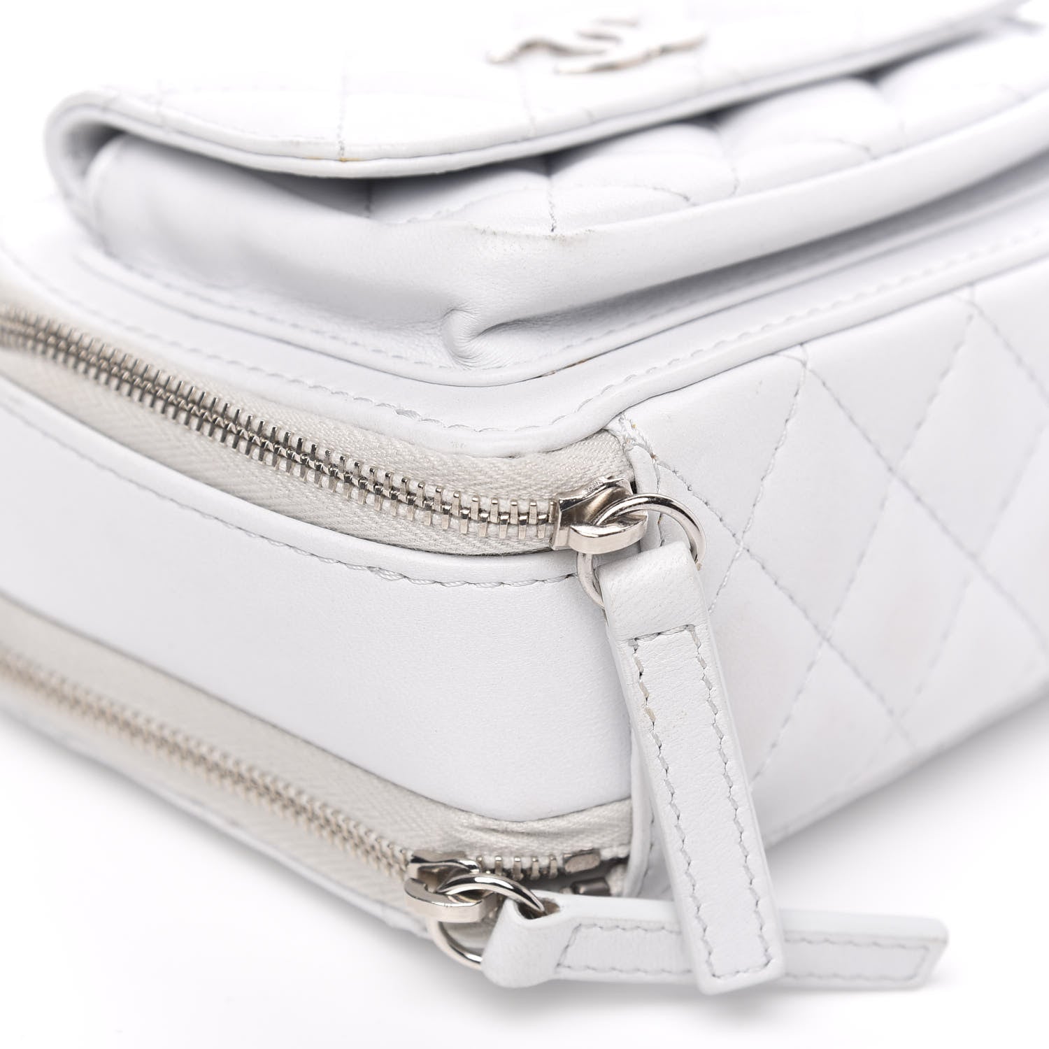 Chanel Lambskin Quilted Small Pocket Box Camera Case White 10 of 13