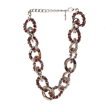 Chanel Lambskin Resin Chain Link Choker Necklace Gold Red 3 of 5