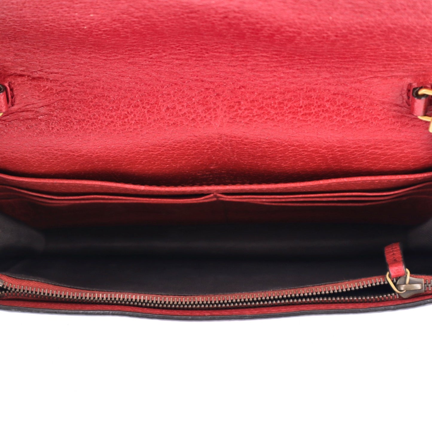 GG Supreme Monogram Web Queen Margaret Chain Wallet Red