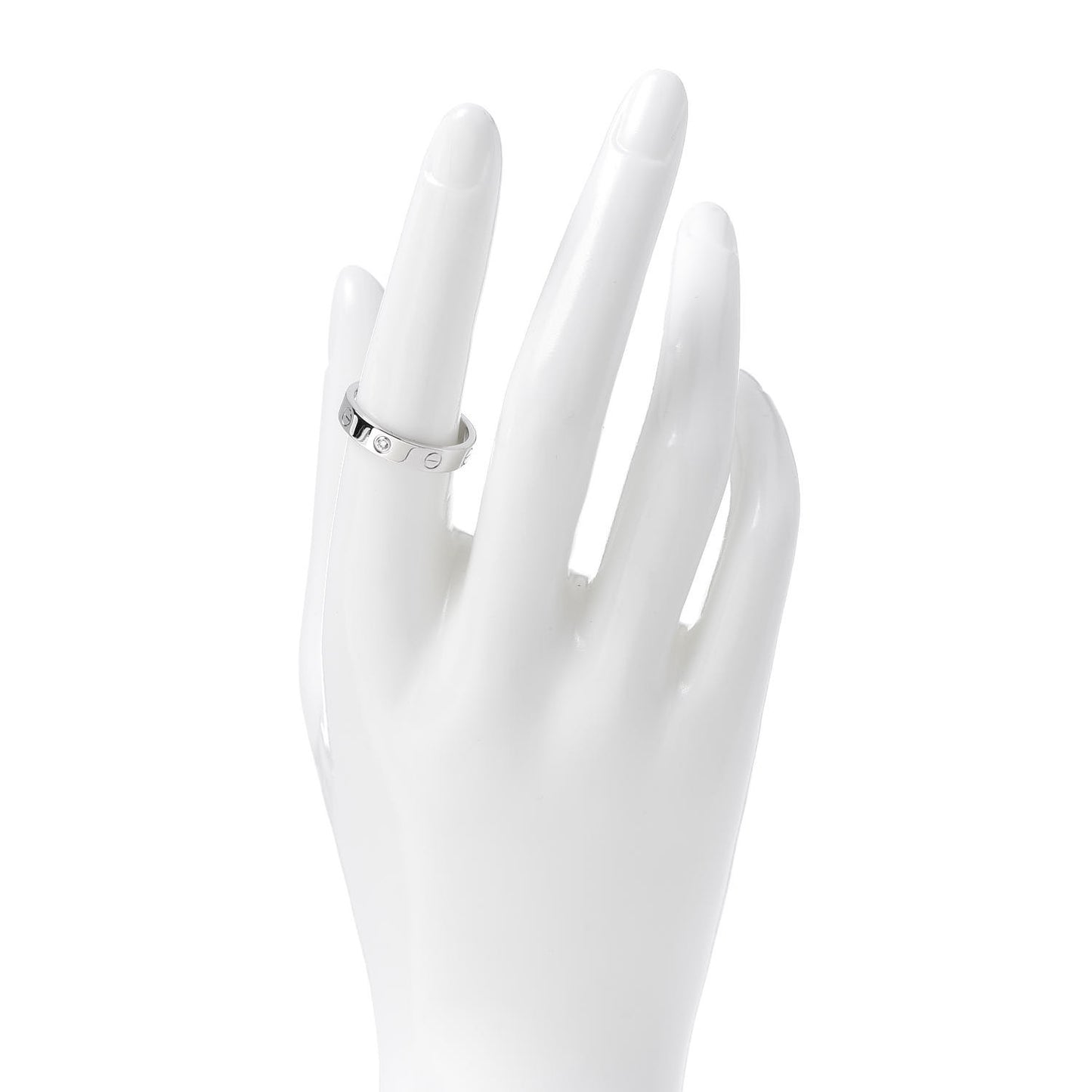 18K White Gold Diamond 4mm LOVE Wedding Band Ring 56 7.5