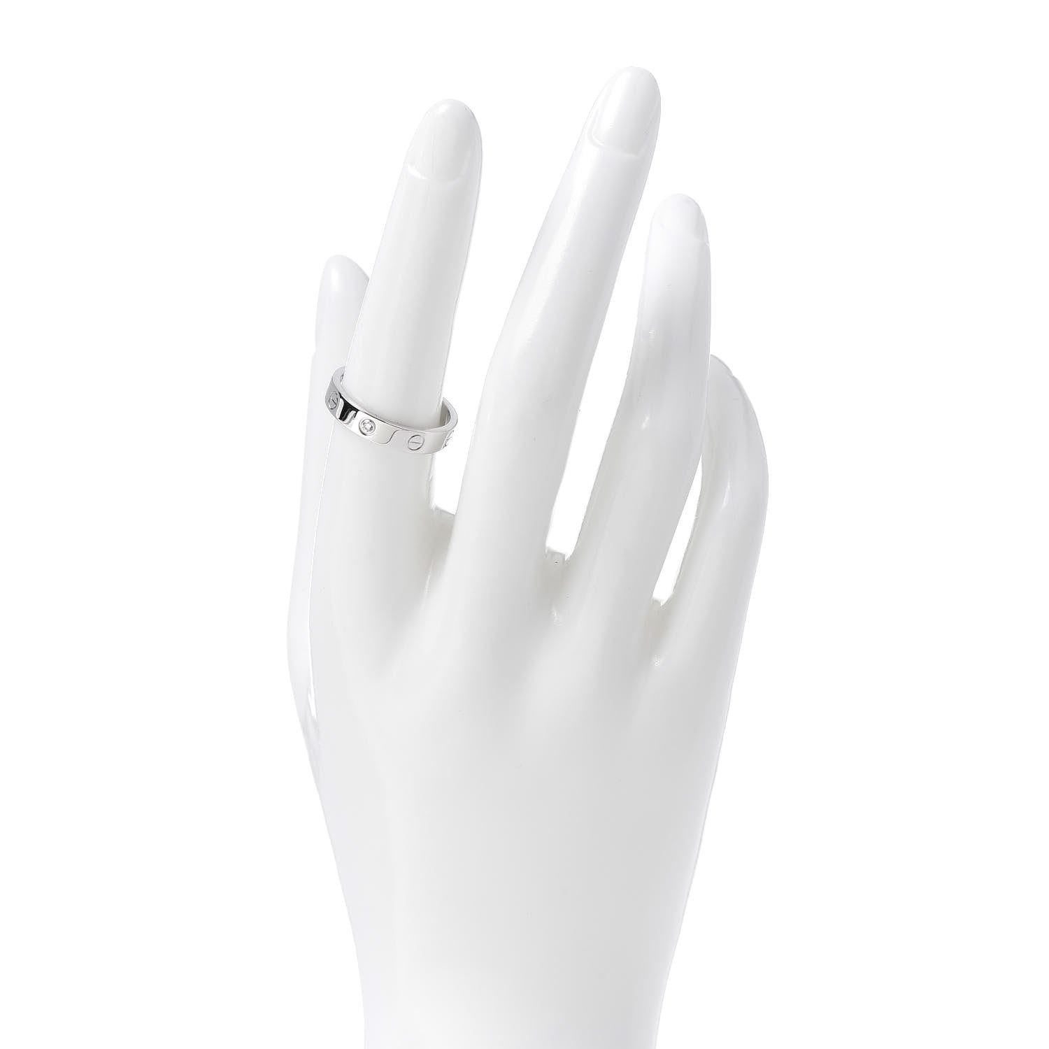 Cartier 18K White Gold Diamond 4mm LOVE Wedding Band Ring 56 7.5 2 of 4