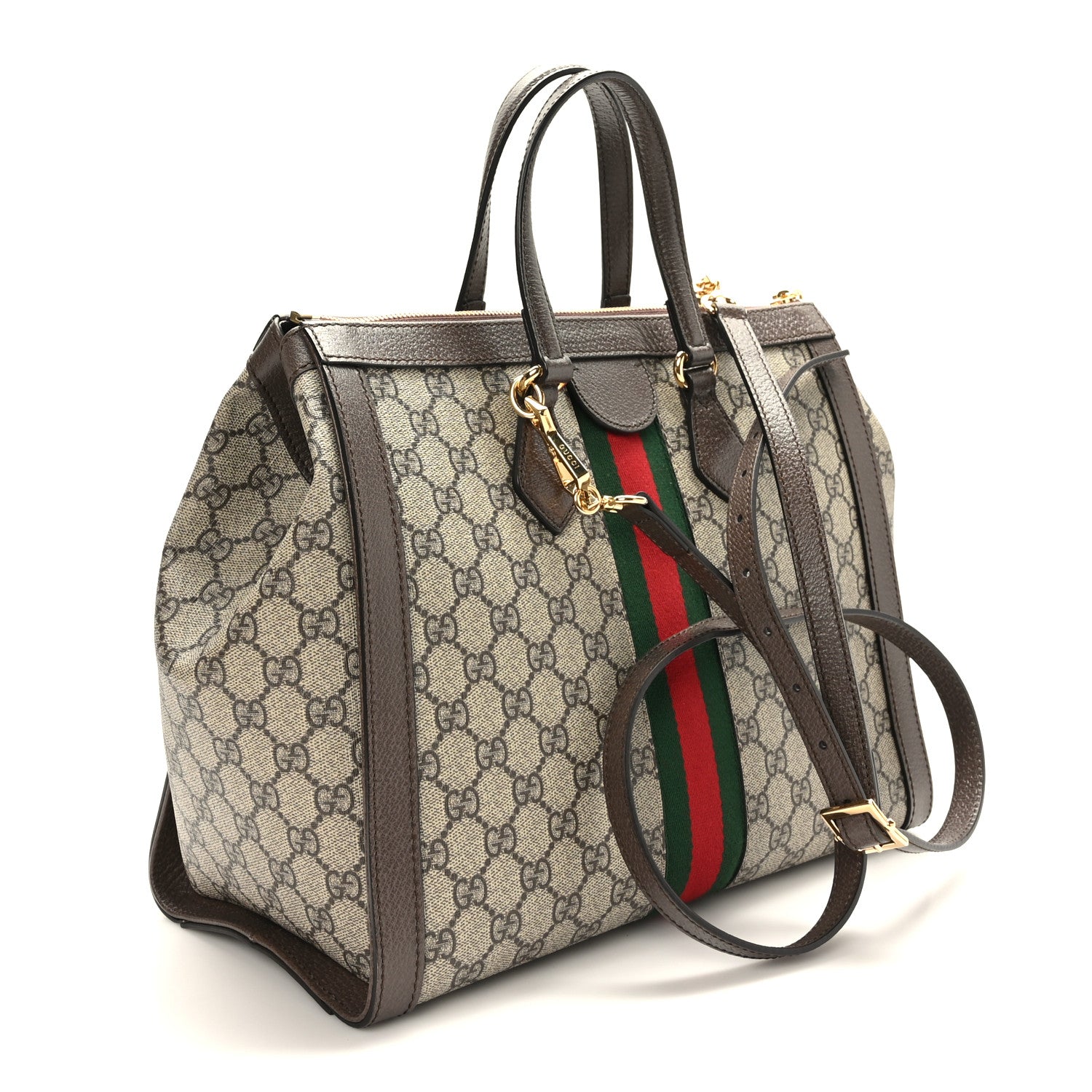 Gucci GG Supreme Monogram Web Medium Ophidia Tote Bag Brown 3 of 12
