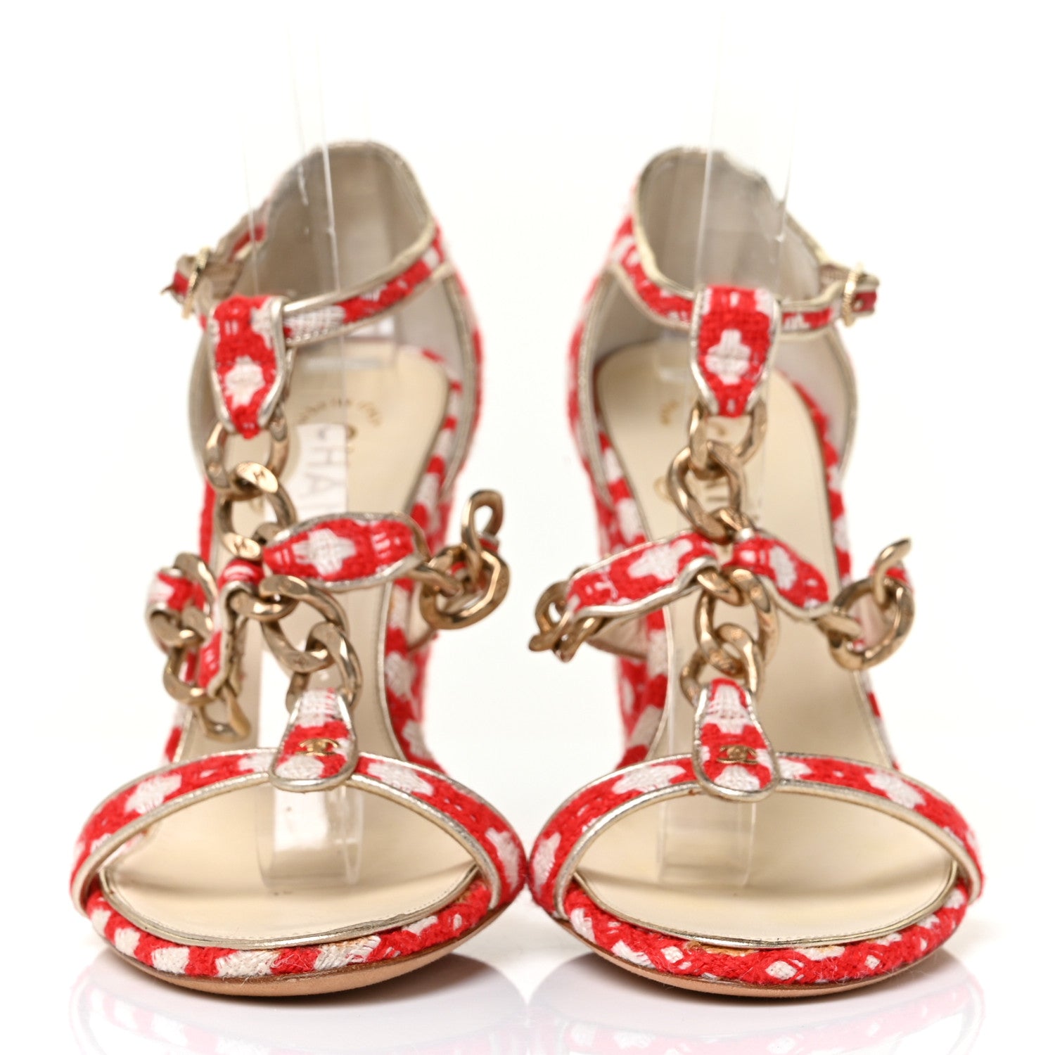 Chanel Tweed CC Chain Sandals 36 Rogue Ecru 2 of 7