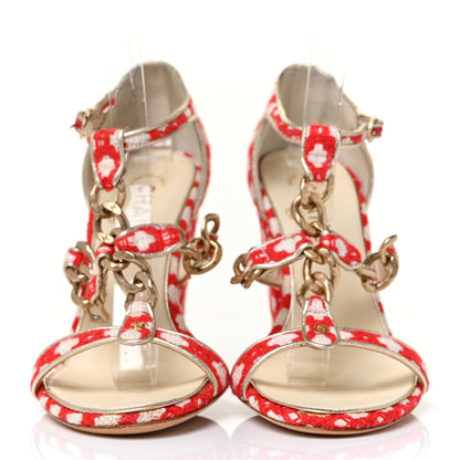 Chanel Tweed CC Chain Sandals 36 Rogue Ecru 2 of 7
