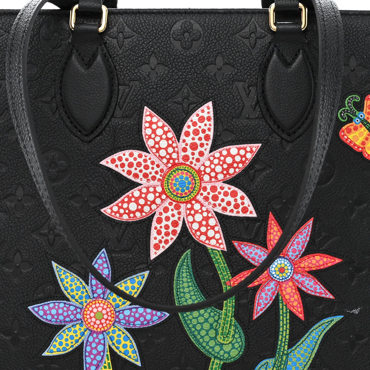 Louis Vuitton LV X YK Empreinte Inlaid Kusama Flowers Onthego MM Black 8 of 10