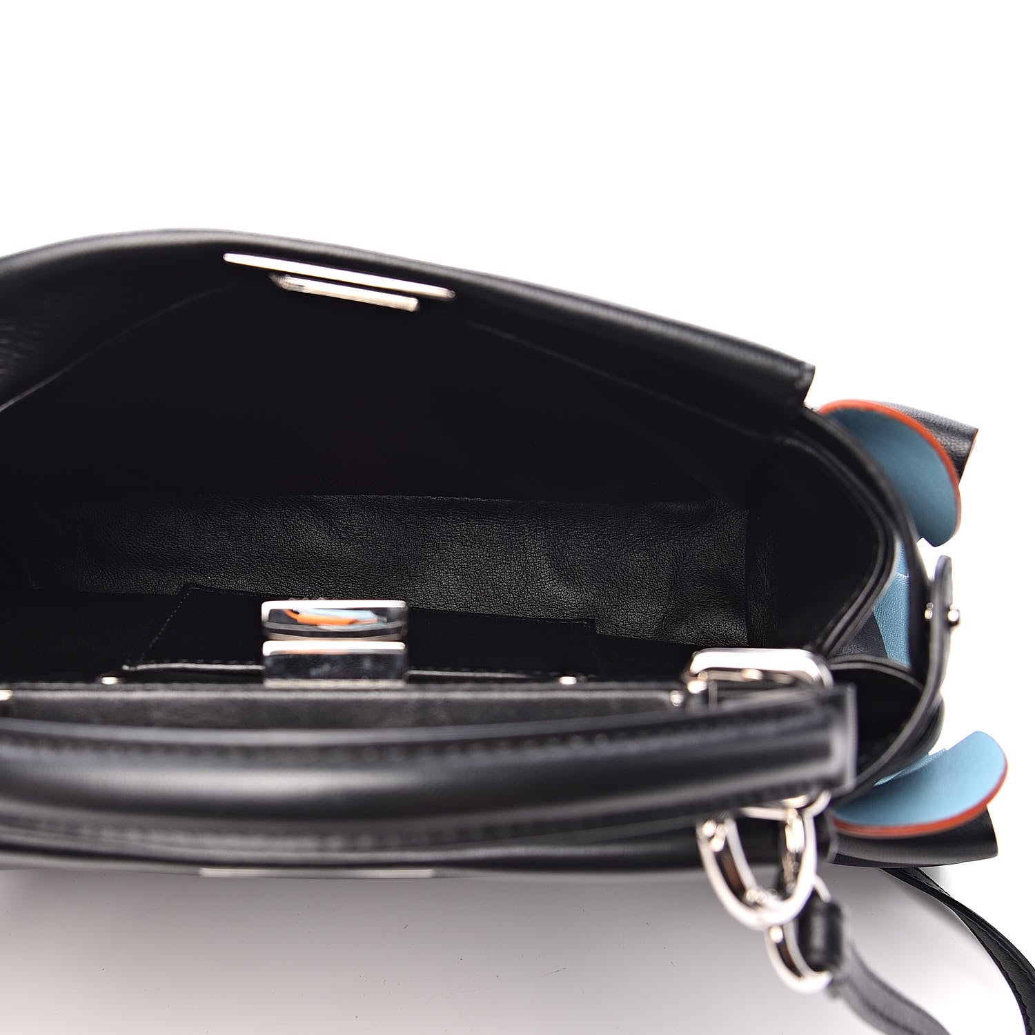 Fendi Nappa Waves Bi-Color Mini Peekaboo Iconic Satchel Black Turchese 6 of 11
