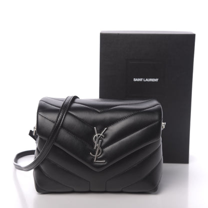 Saint Laurent Calfskin Y Quilted Monogram Toy Loulou Crossbody Bag Black 10 of 10