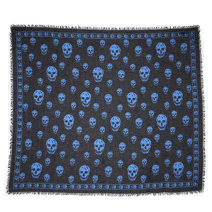Alexander McQueen Modal Cashmere Skull Scarf Navy Royal Blue 3 of 7