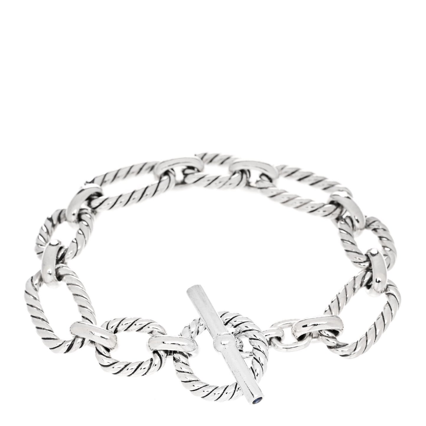 Sterling Silver Blue Sapphire 12.5mm Cushion Link Bracelet