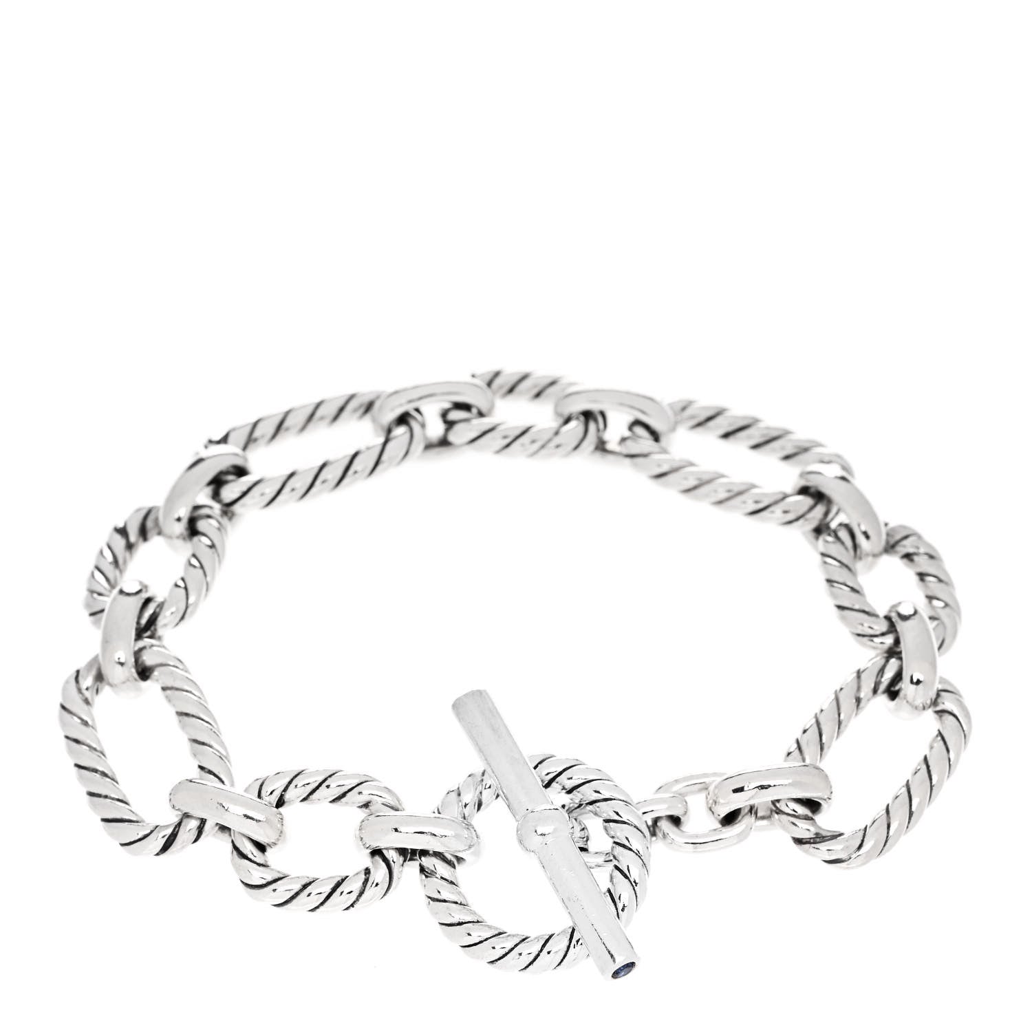 David Yurman Sterling Silver Blue Sapphire 12.5mm Cushion Link Bracelet 2 of 3