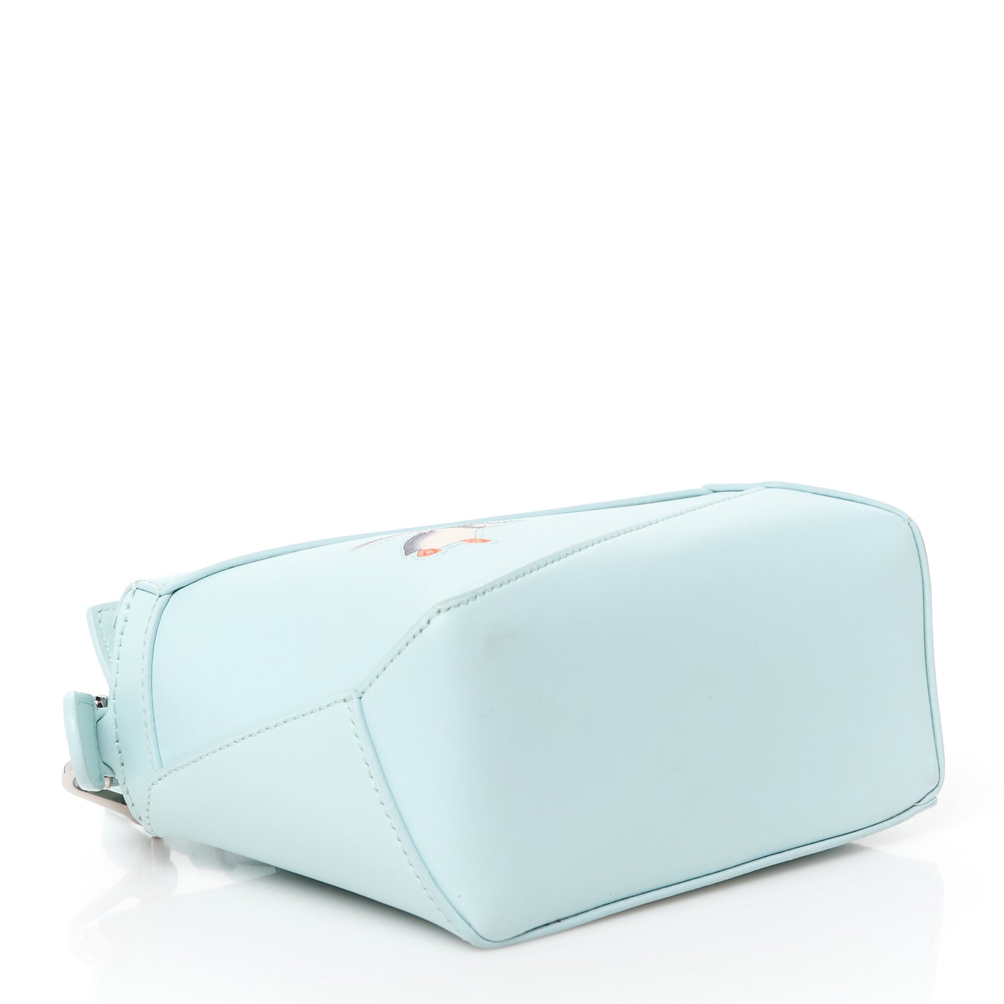 X SUNA FUJITA Shiny Calfskin Mini Penguin Puzzle Edge Bag Blue Iceberg