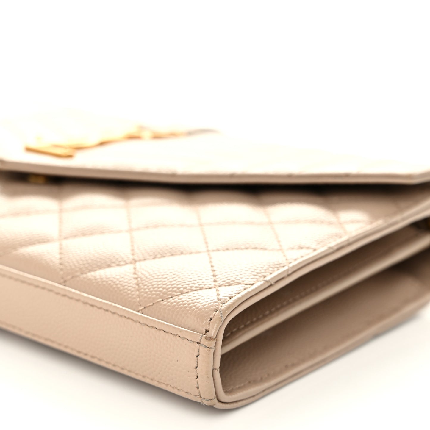 Grain De Poudre Mixed Matelasse Triquilt Monogram Chain Wallet Dark Beige