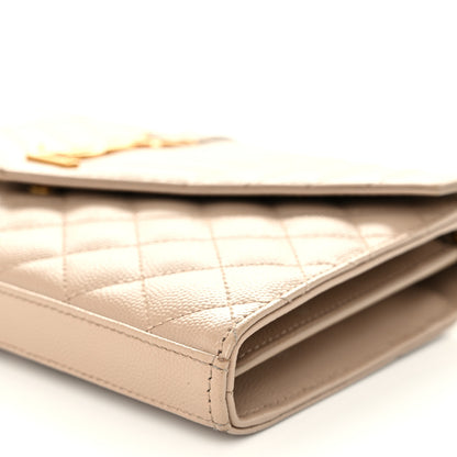 Saint Laurent Grain De Poudre Mixed Matelasse Triquilt Monogram Chain Wallet Dark Beige 10 of 11